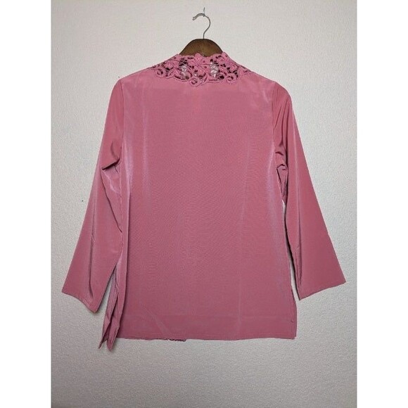 Dusty Rose Embroidered Appliqué Open Front Top Petite Small Romantic Bloomcore - Picture 6 of 9